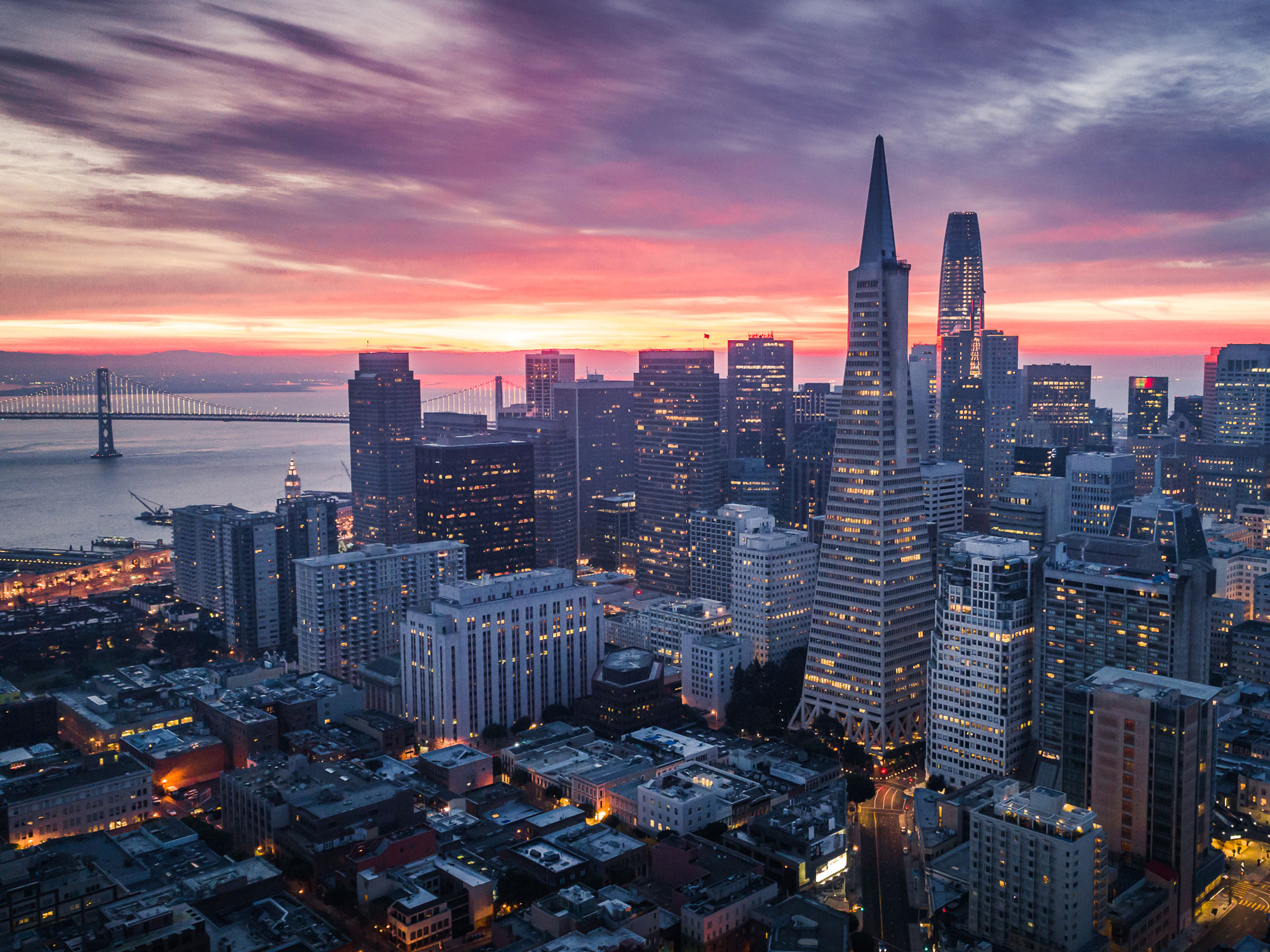 photo of San Francisco skyline at sunset