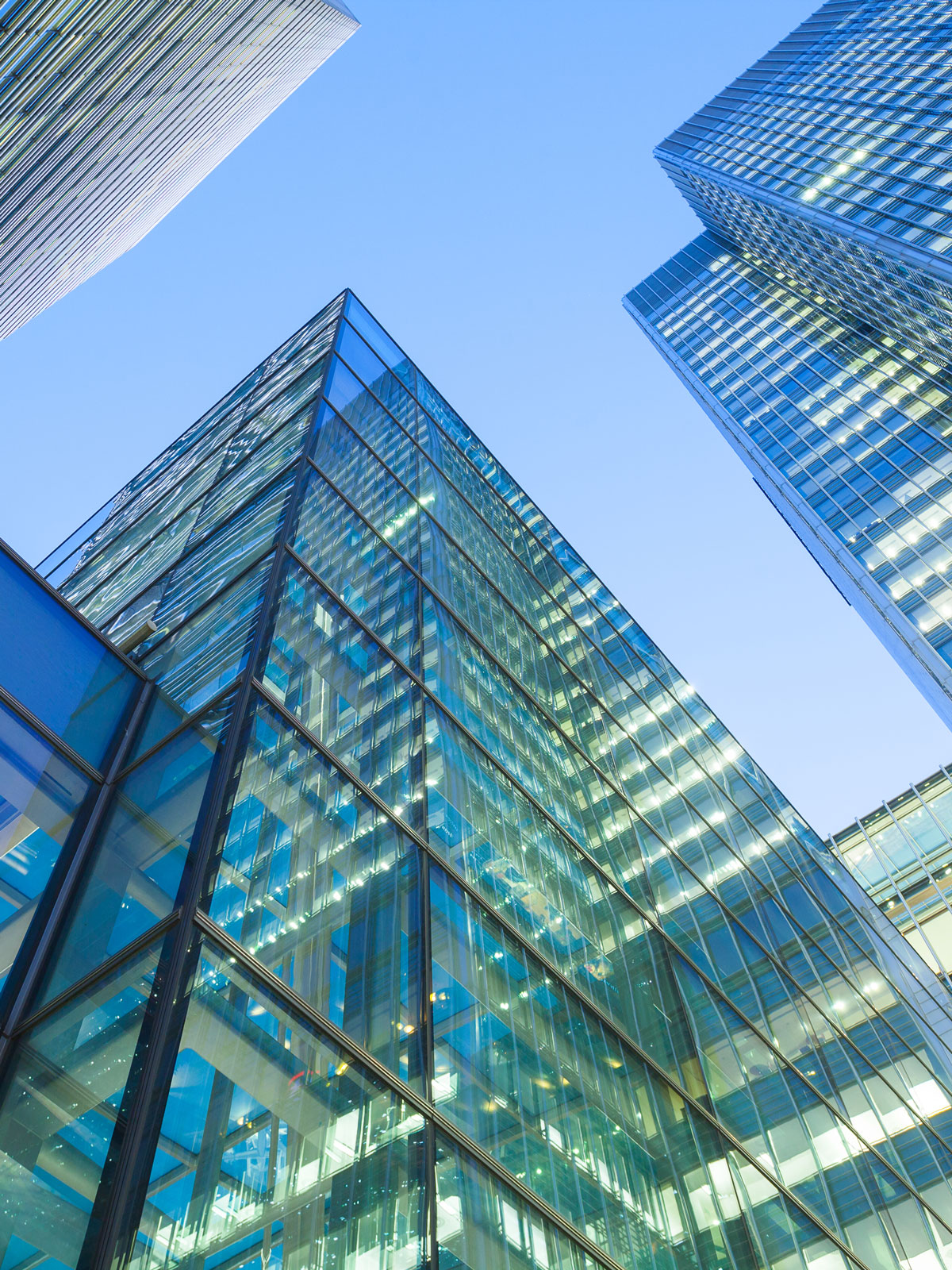 photo of modern glass office buildings