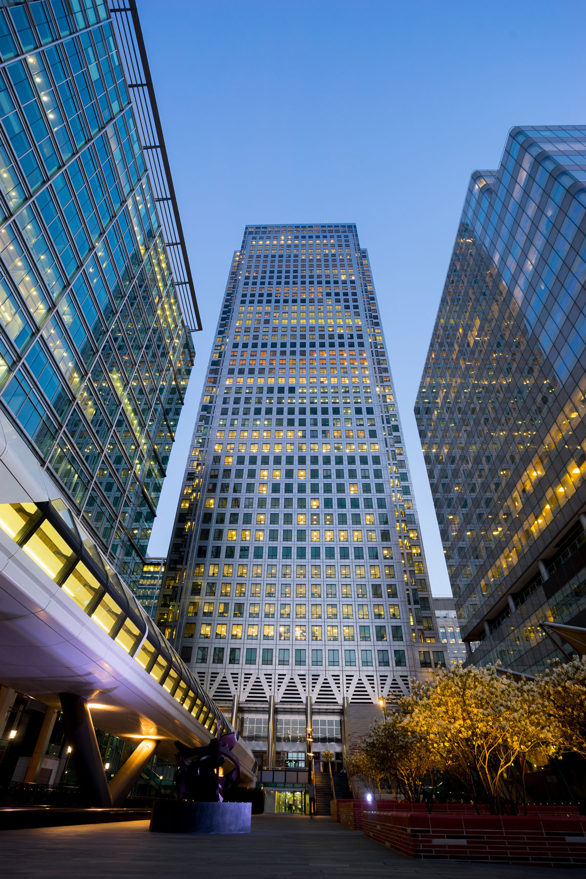 Office building at dusk