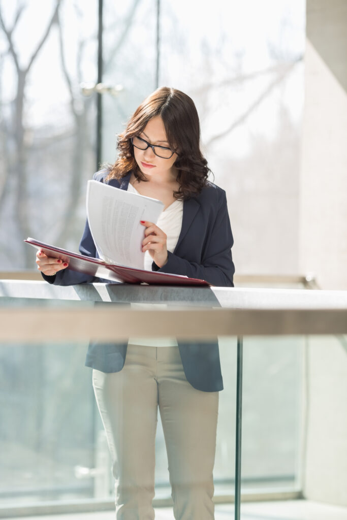 business woman reviewing documents